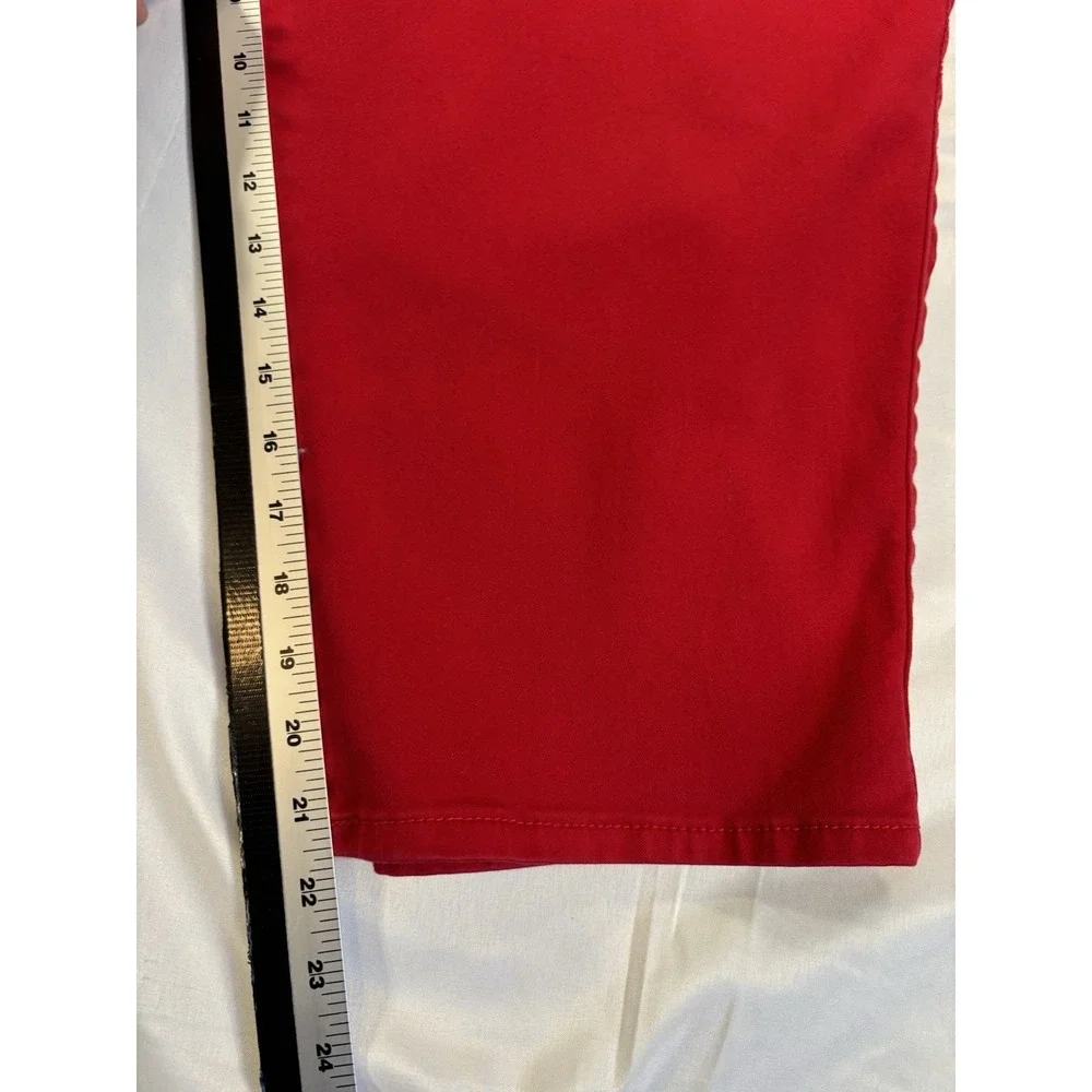 Roz & Ali Women's 22 Colorful Red Denim Capris Coastal Resort BOHO Summer